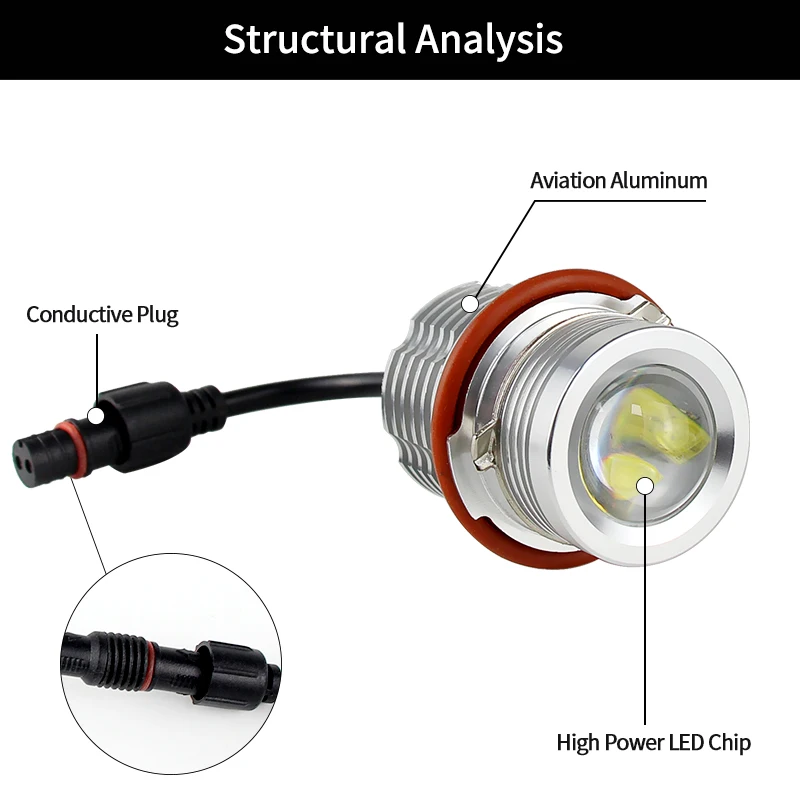 CANbus 오류 없는 LED 엔젤 아이즈 마커 전구, BMW E39 E53 E60 E61 E63 E64 E65 E66 E87 525i 530i xi 545i M5 용, 120w, 2 개