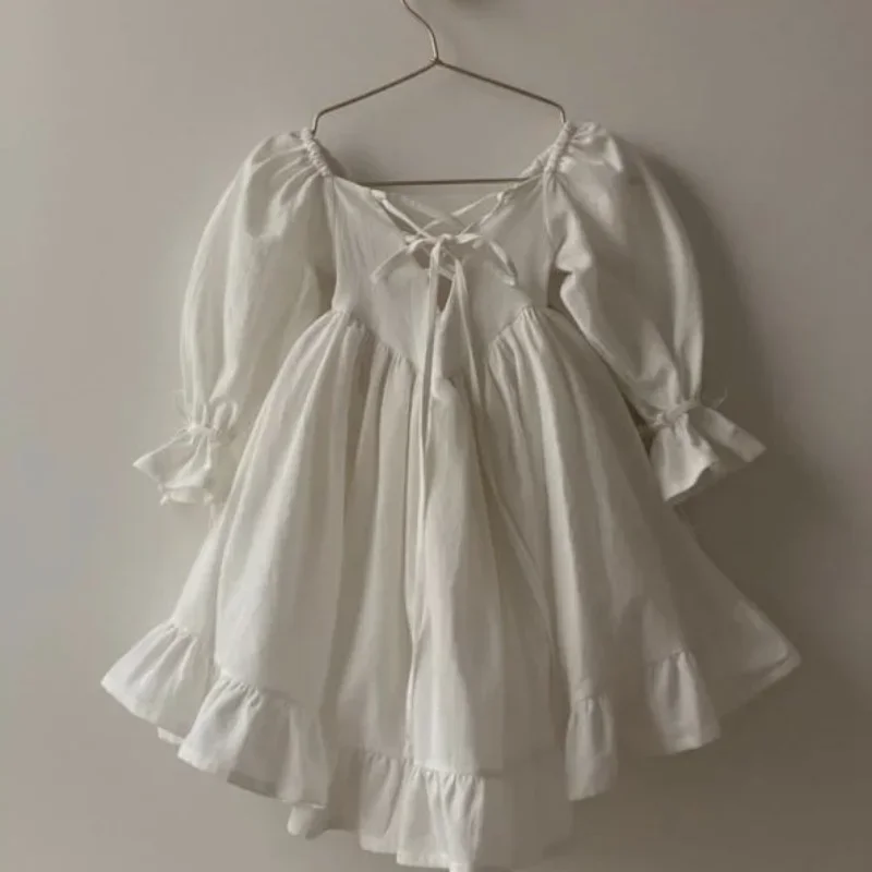 Girls Dress 2023 Spring and Autumn Cotton and Linen Lolita Dress Palace Styles Princess Casual Simple Fashionable Sweet Dress - 4