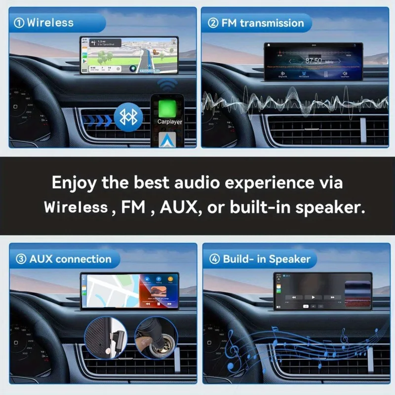 AT82-유니버설 10.26인치 차량용 라디오 멀티미디어 플레이어 터치스크린 1080P HD 무선 카플레이 안드로이드 IOS 카메라 AUX/FM