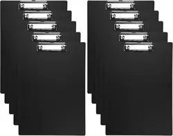 Sleek Black A4 Clipboards - Pack of 10, Durable Plastic with Metal Clip and Hanging Hole for Versatile Use in Office and Home (10Pcs)