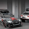 Scale 1:24 Audi RS6 Modified Version Alloy Toy Sports Car Model Doors Opened Music Light Miniature Vehicles for Kids Gifts Toys 6