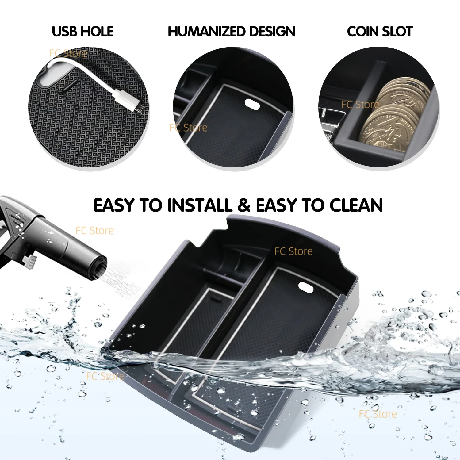 Kona Organizer per console centrale per accessori Hyundai Kona 2018-2023 Organizzatore per console centrale Organizzatore per console bracciolo - Image 4