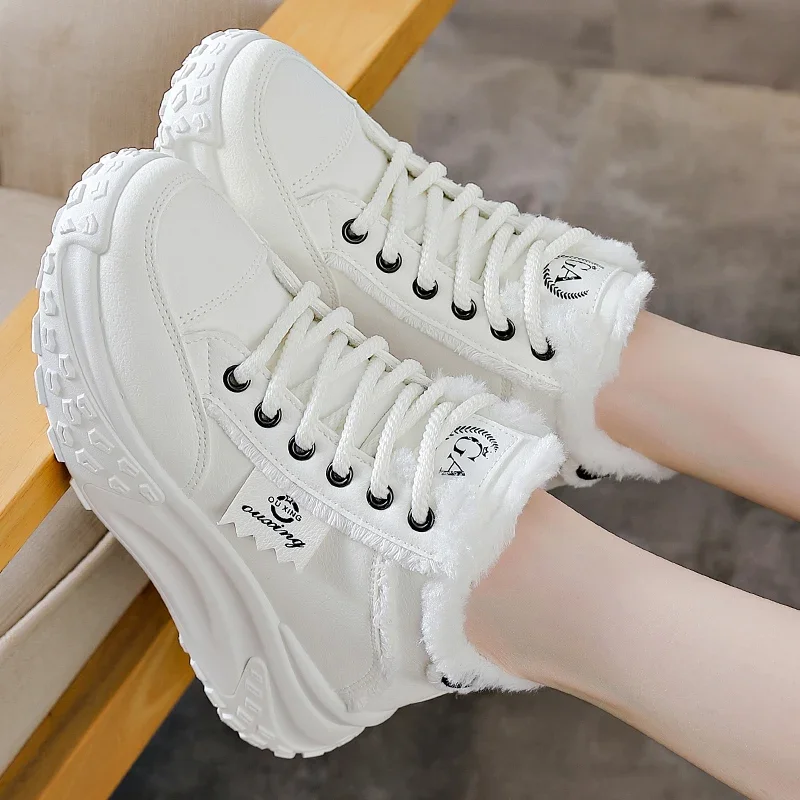 

Women's Vulcanized Shoes 2023 Winter New Style Velvet Warm Thick Sole Increased Casual Fashion Sports Dad Shoes for Women