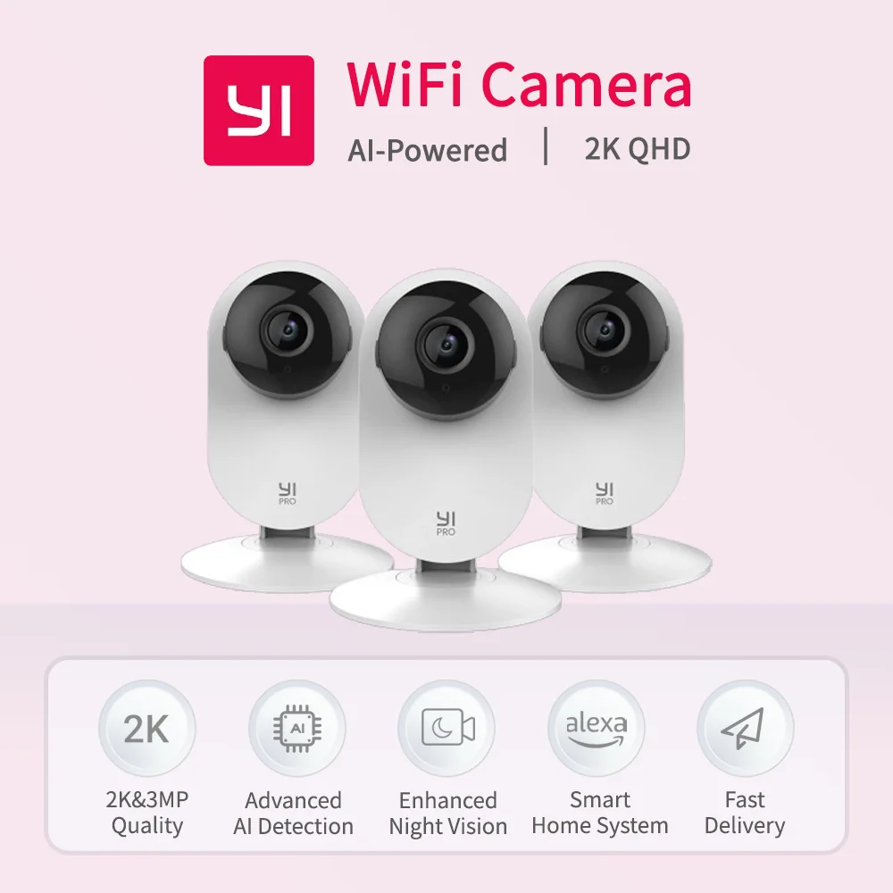 WiFi Cam Pack Камери спостереження Внутрішній 2,4 ГГц 2K Монітор для дітей QHD 2-стороння розмова 3MP День і нічне бачення Безпека YI
