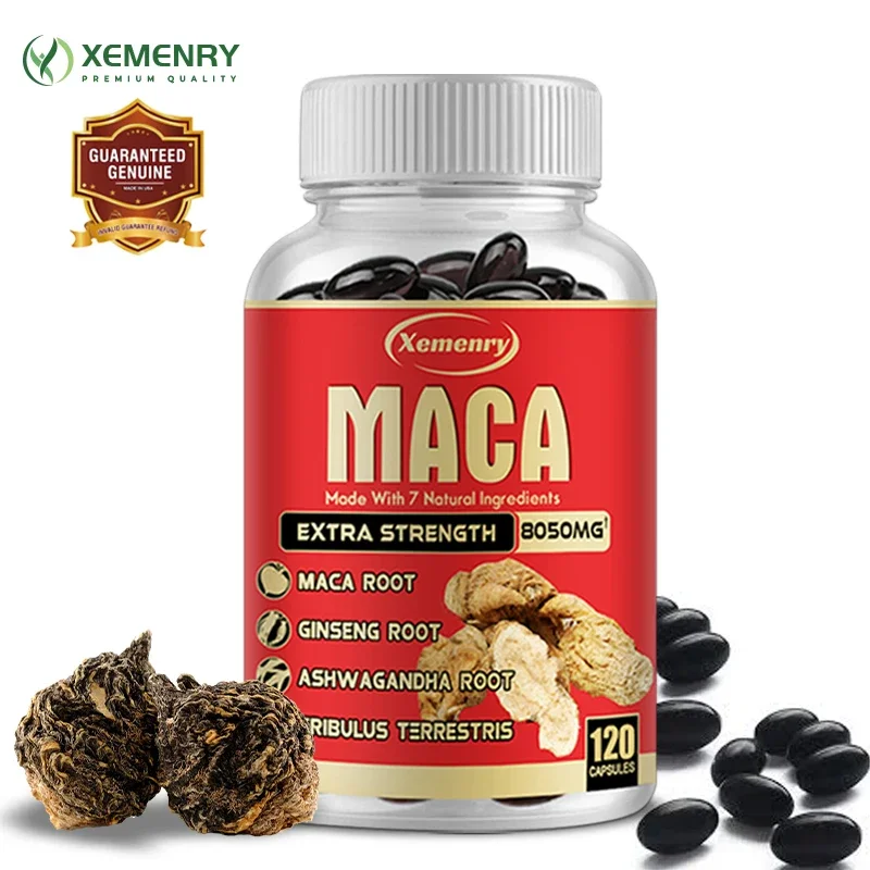 Xemenry Maca Capsules Contain Ashwagandha Root Ginseng Root Tribulus Terrestris and Other Extracts Supplement ginseng supplement muscle supplement