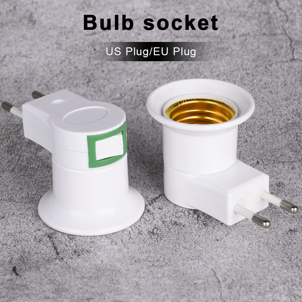ON/OFF Switch E27 Light Bulbs Socket Holder Standard Screw-in Base EU US Plug Adapter Outlet Converter Lamp