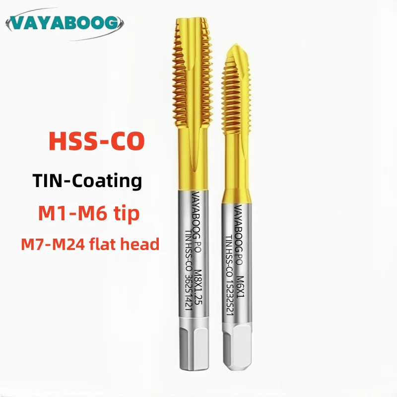1PCS HSS-CO 표준 미터법 나선형 지적 탭 M1M2M2.5M3M3.5M4M5M6M7M8M10M12M16M18스루 홀용 기계 나사 스레드 탭