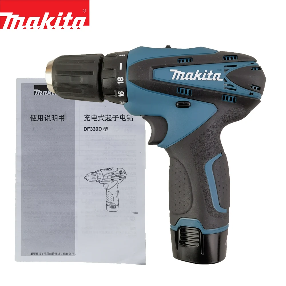 Makita-destornillador inalámbrico DF330, taladro de mano, dos