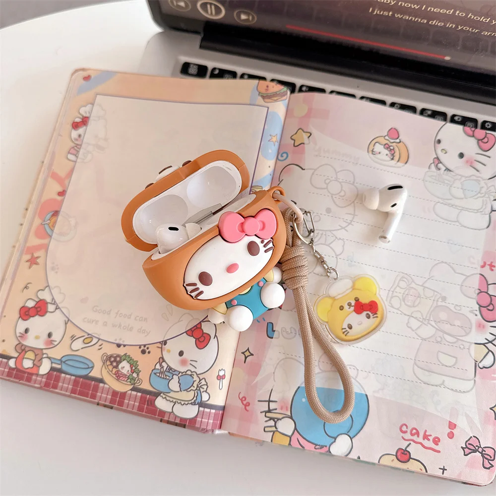 Adorable 3D Cartoon Silicone Earphone Case with Charm