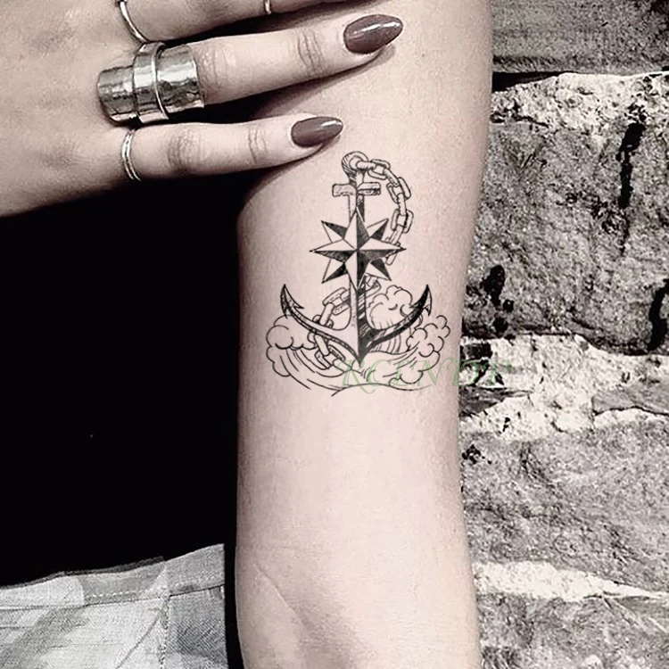 

Waterproof Temporary Tattoo Sticker Marine Pirate Anchor Fake Tatto Flash Tatoo Tatouage Wrist Foot Hand Arm For Girl Women Men