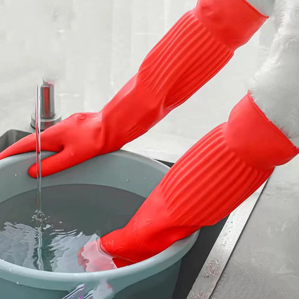 A pair of long rubber gloves with cow tendons laundry dishwashing and cleaning gloves can protect your hands dishwashing gloves cleaning gloves