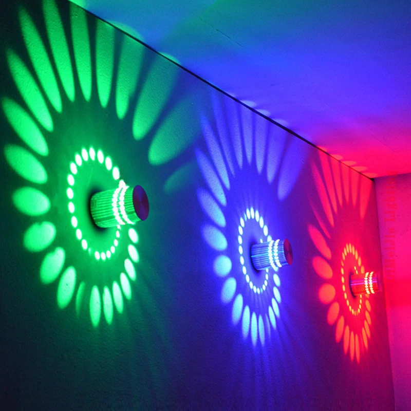 Creative Led Wall Lamp Colorful Lighting Spiral Effect Light Spiral Hole Led Modern Wall Lights For Indoor Bar KTV Decoration art deco wall lights