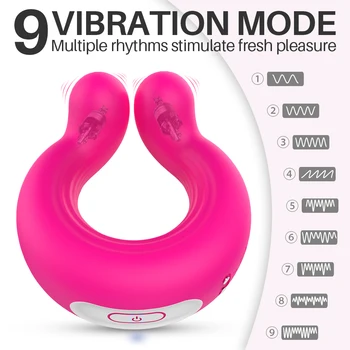 9 Vibration Modes Vibrating Cock Ring Silicone Dual Motors Male Delay Ejaculation Masturbation Dildo Male Supplier Toys For Sex 2
