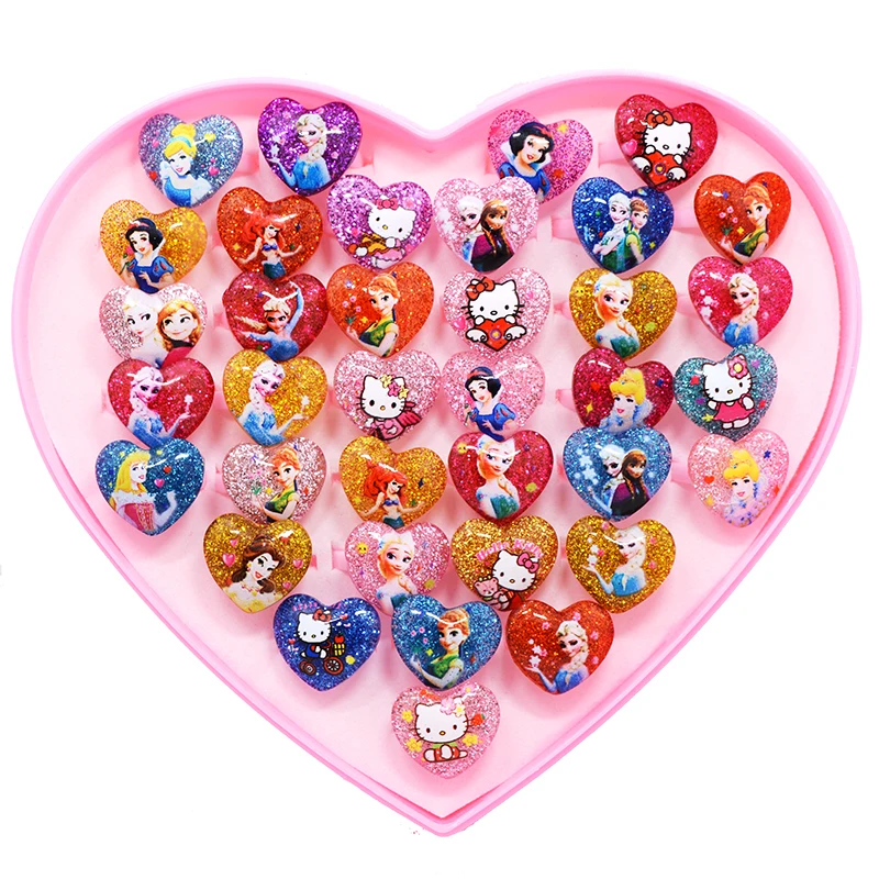 10 20pcs Mix Cartoon Elsa Anna Princess Ring Kids Children Finger heart shape Rings Toys Girls Birthday Party Supplies Gifts ring set finger ring adjustable rings jewelry accessories sparkling heart ring