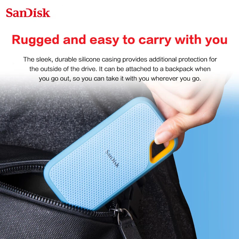 SanDisk Extreme Portable SSD USB 3.2 Gen 2 Type-C Solid State Drive 1TB 2TB Max 1050Mb/s External Hard Drive Colorful Hard Disk