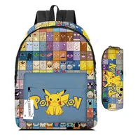 2 pz/set Anime Pikachu Pokemon Stampa Zaino Scuola Pikachu Ragazzi Ragazze Moda Laptop Zaino di Grande Capacità per I Regali 8