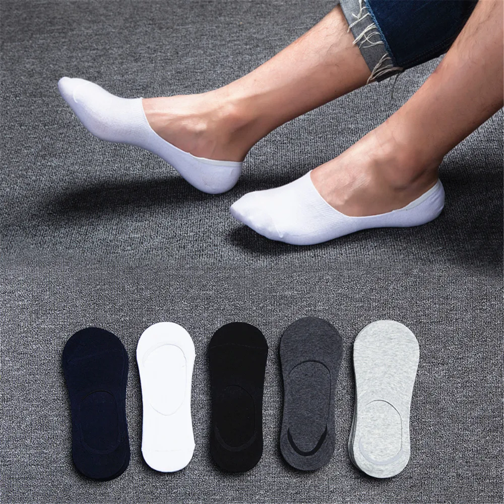 남녀공용 발 스포츠 양말, 달리기용 보이지 않는 양말, 미끄럼 방지 양말, 실리콘 단색, 여름 양말, 5 쌍
