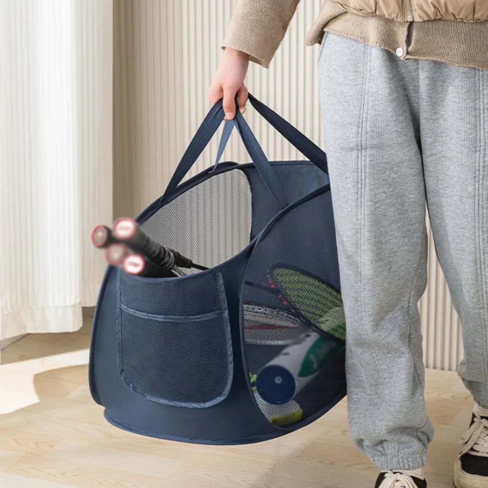 1PC Horizontal Foldable Laundry Basket Mesh Cloth Breathable Laundry Hamper Home Accessories Large Capacity Storage Baskets