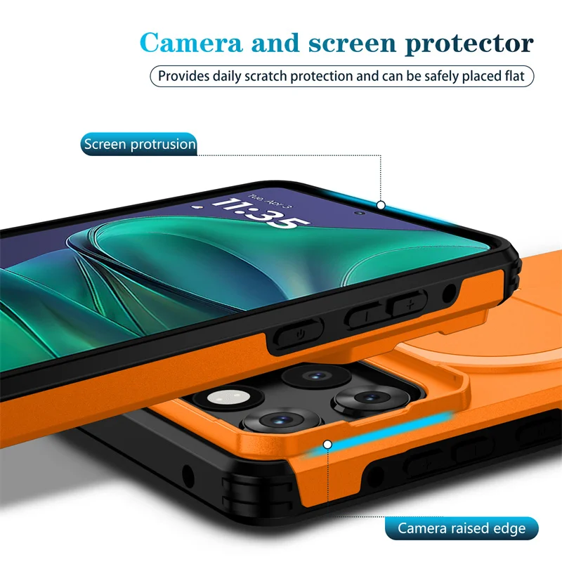 Armor Shockproof Magnetic Wireless Charging Case with Foldable Stand