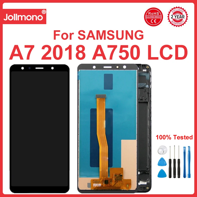Schermo A750 A750F A750Fn/Ds Con Cornice, Per Samsung Galaxy A7 2018 Display Lcd Touch Screen Digitale Assembly