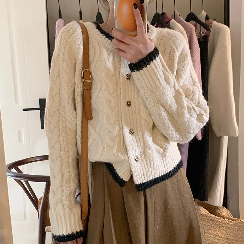 

Корейский вязаный кардиган, Женский винтажный повседневный жакет на осень и зиму