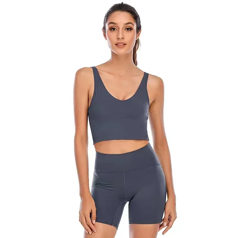 Lemon U-Back Workout Gym Yoga Bras Women Racerback Tank Sexy Sports Sleeveless Shirt Loose Athletic Tops