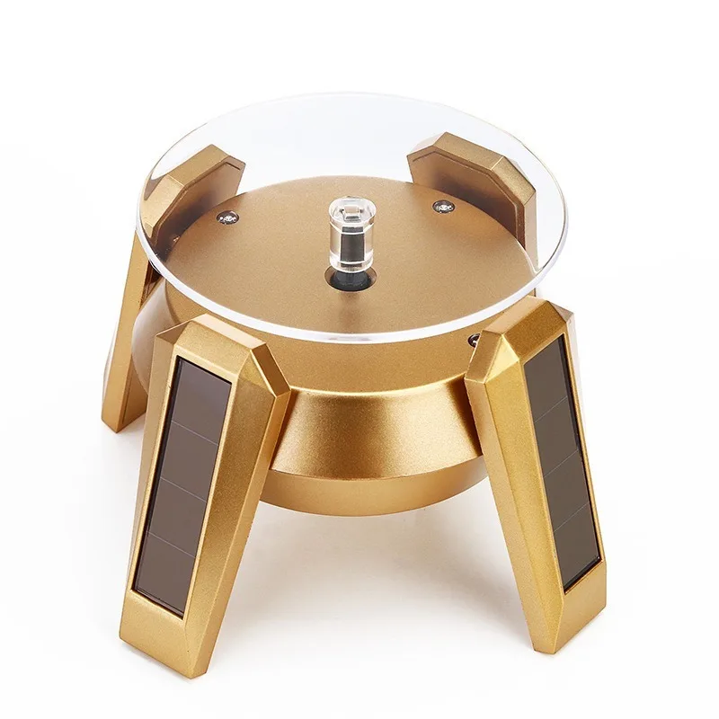 360 Degree Solar Display Stand Watch Photography Stand Display Turntable Rotating Watch Jewelry LED Light Change Display Stand