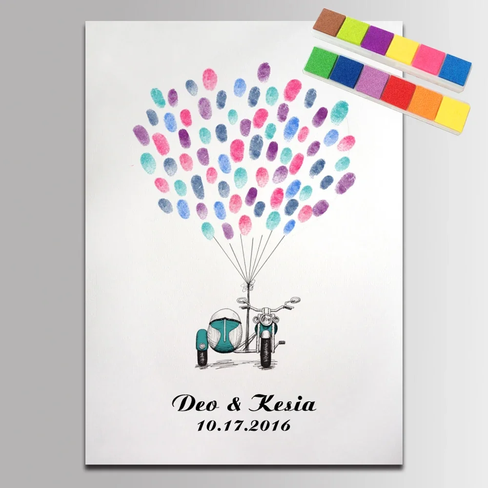 Personalized Wedding Guest Book Cartoon Beetle Car Alternatives Canvas Fingerprint Tree Painting Party Souvenir Wedding Gift