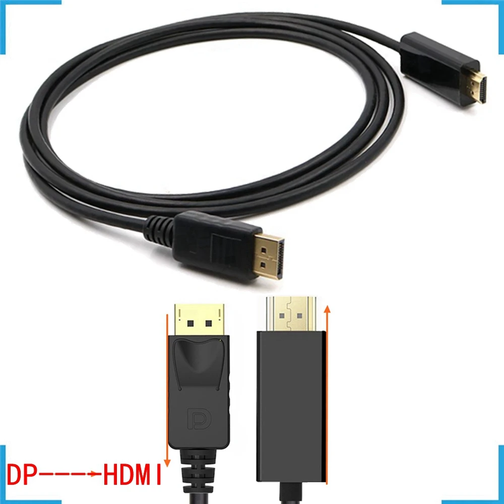 Gold plated plug at both ends, DP to HDMI HDTV, DP to HDMI male, DP to HDMI adapter cable.