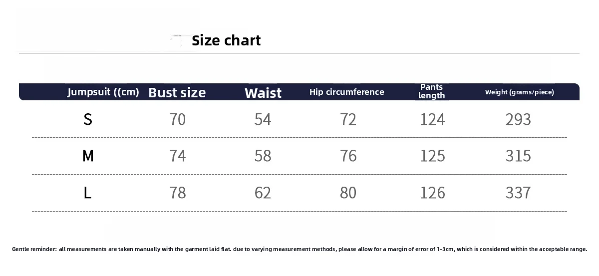 Size chart and fit details