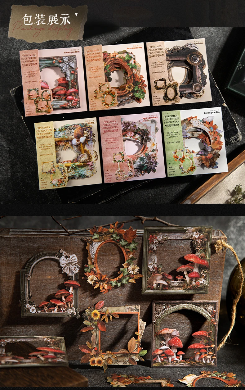 10 Stück Vintage Hohlrelief Collage Scrapbooking Material Papier Kartenherstellung DIY Retro Quelle Papier Kreatives Memo Briefpapier – Detail 5
