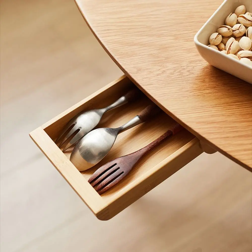 Type Creative Natural Adhesive Decoration Bamboo/Walnut Hidden Drawer Stationery Container Home Storage Wooden Storage Drawer