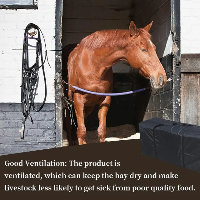 Horse Hay Bales Storage Bag Waterproof Collapsible Bag Hay Bale Tote Bag with Zipper for Horse Goats Hay Storage 4