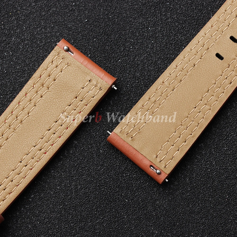 Genuine Cowhide Leather Universal Watchband Bracelet - Black, Blue, Gray, Brown