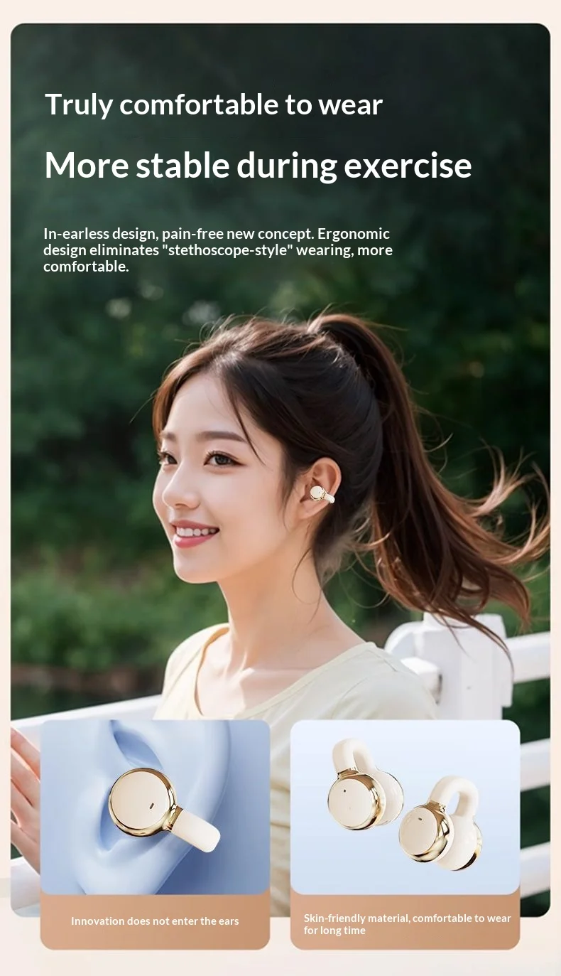 Wireless Ear Clip Bluetooth Headphones With Hifi Panoramic Audio_voghion.com