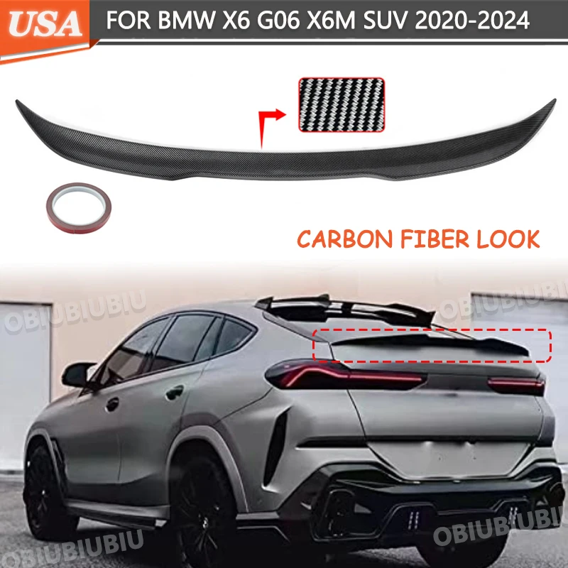 CARBON STYLE FOR BMW X6 G06 2020-2024 M PERFORMANCE REAR BOOT SPOILER WING LIP