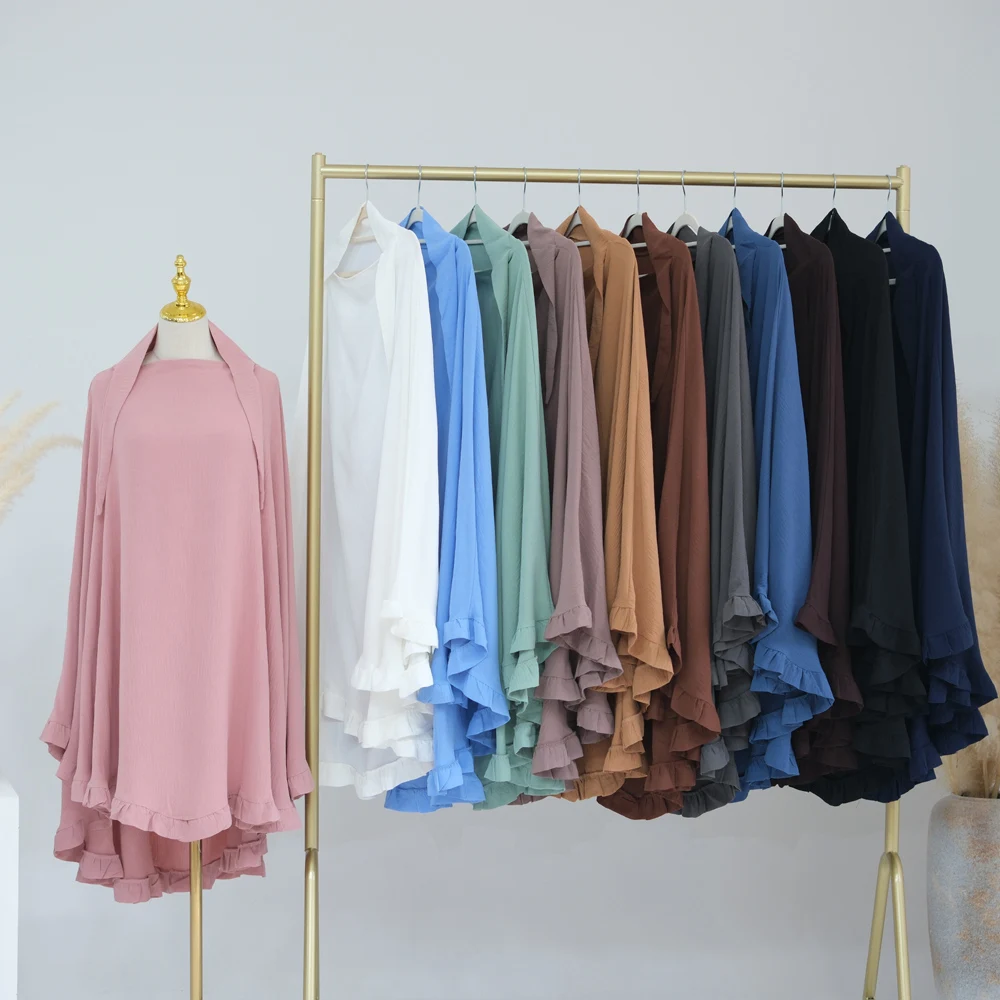 Ruffles Khimar Crinkled Tessuto Hijab Per Donna Abbigliamento Islamico Dubai Turchia Sciarpa Musulmana Foulard Copricapo Niqab Ramadan Eid