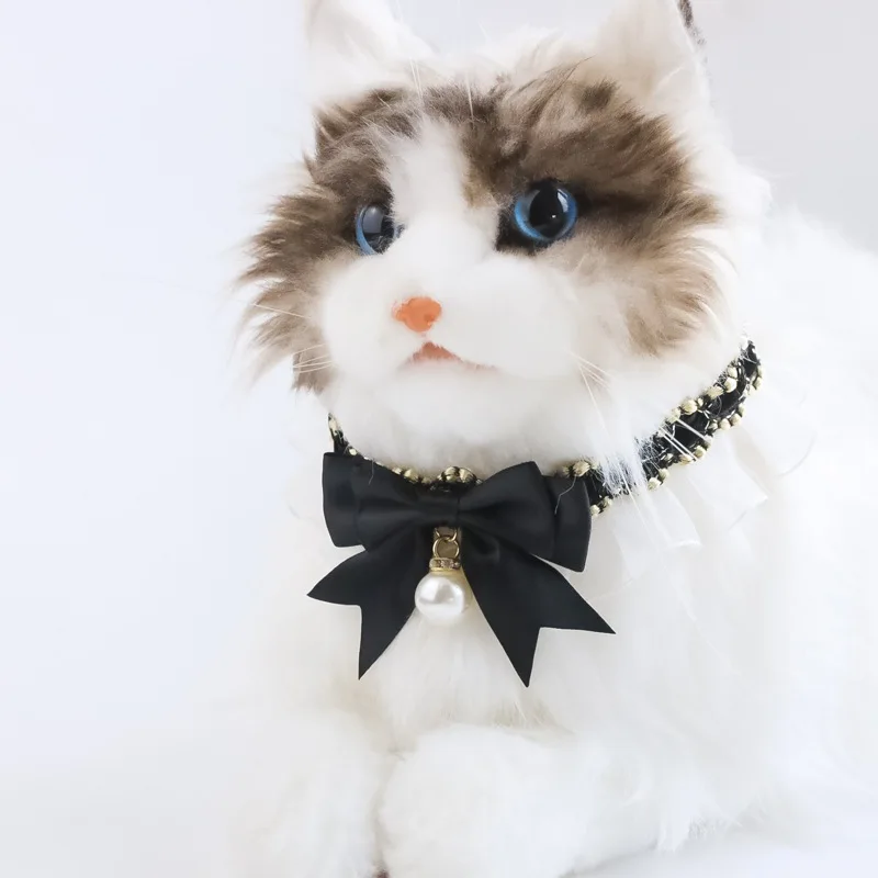 Chic Lace Bow Adjustable Pet Collar - Stylish Neck Accessory