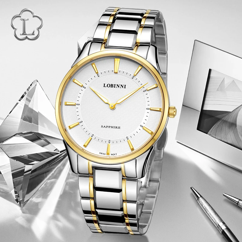 

LOBINNI Men'S Quartz Watch Commercial Dating Unique Charm Automatic Chain Stainless Steel Waterproof High Quality Quartz Watches