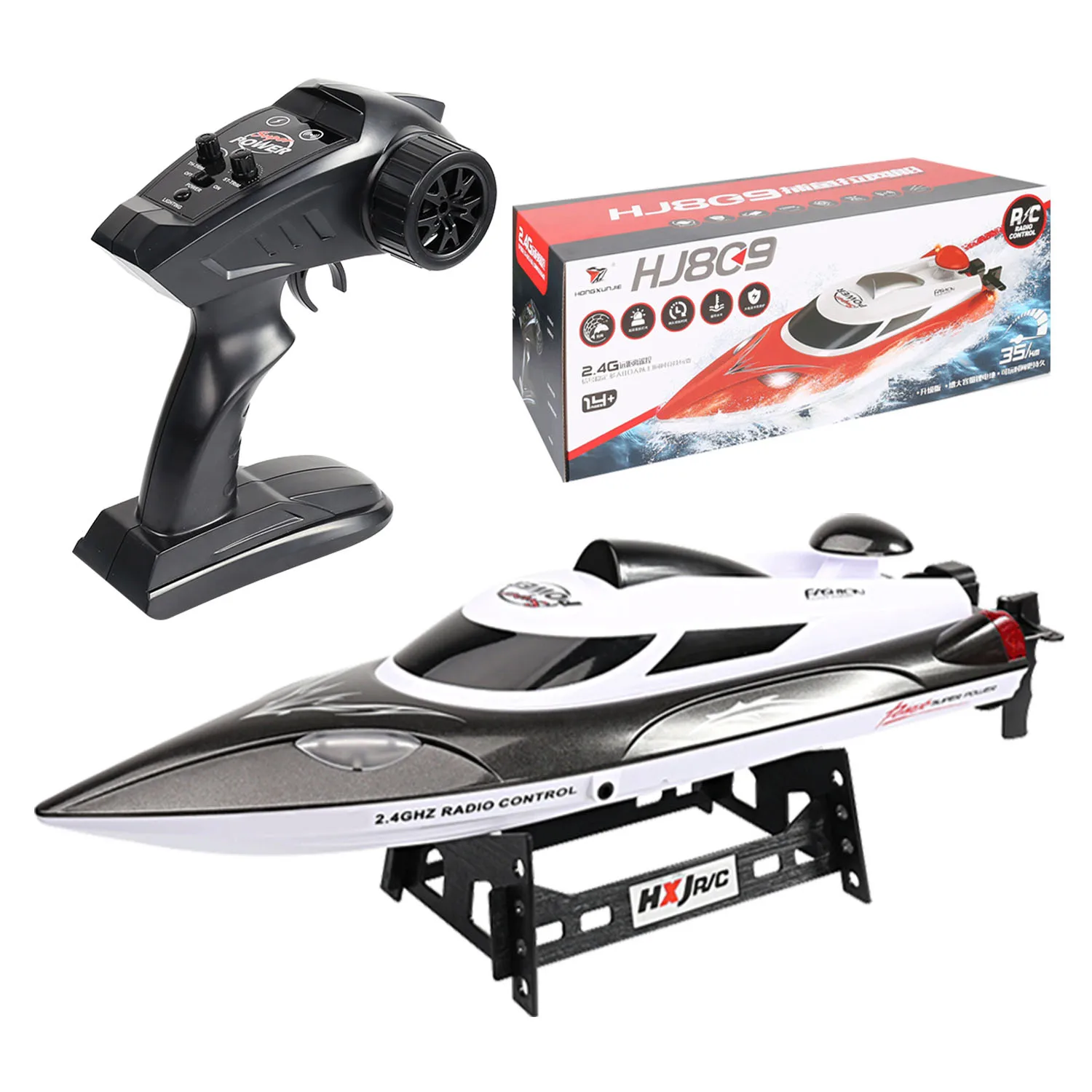 HJ809 RC Fishing Boat 2.4G Waterproof 35Km/h High Speed Racing