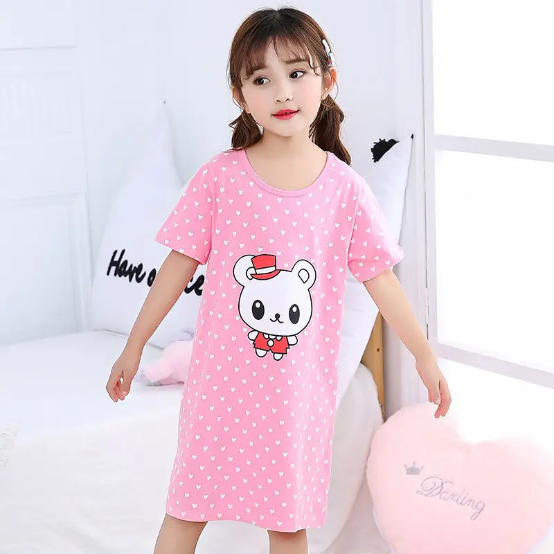 pajama sets couple	 Lovely Cute Cotton Girls Nightgowns Children Sleepwear Pajamas Kids Homewear Teen Girls Clothes Child Nightdress Summer Dress nightgowns baby