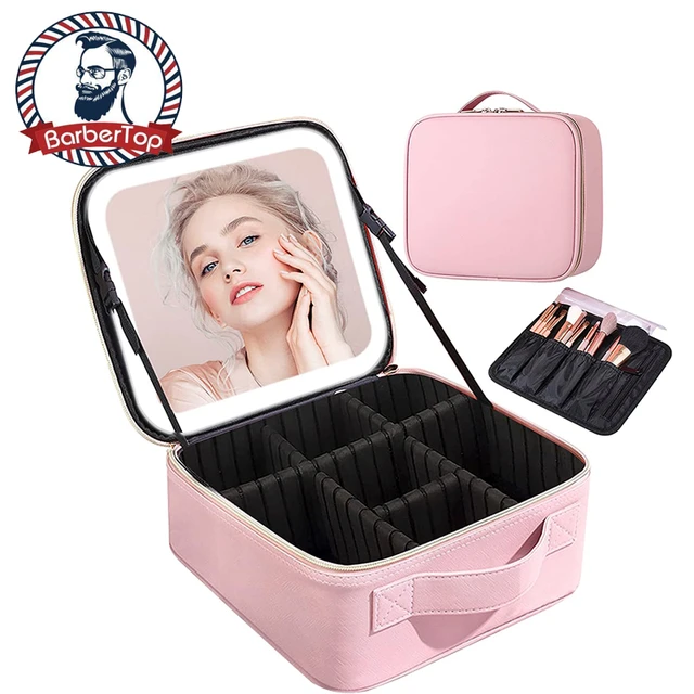 Smart LED Light Mirror Cosmetic Case Make up Bag Women's Handbags Makeup  Organizers Storage Box Bags Travel Beauty Tool For Girl - AliExpress