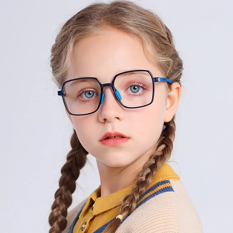 Silicone Kids TR Glasses Frame Girls Boys Square Blue Light Blocking Glasses Myopic Hyperopic Eyewear