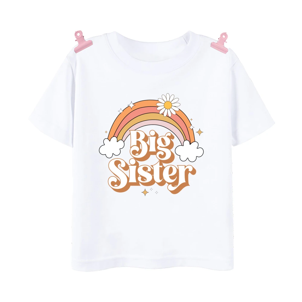 Promoted To Big Sister Printed Baby Announcement Shirt Kids T-Shirt Children Short Sleeve Tops Girls Tee Shirts Summer Clothes 4