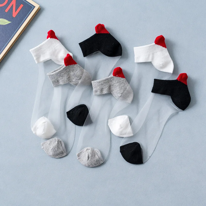 

Women'S Silk Socks Transparent Heart Summer Socks Short Tube Leisure Uniform Size Low Barrel Stockings For Women Thin Ventilate