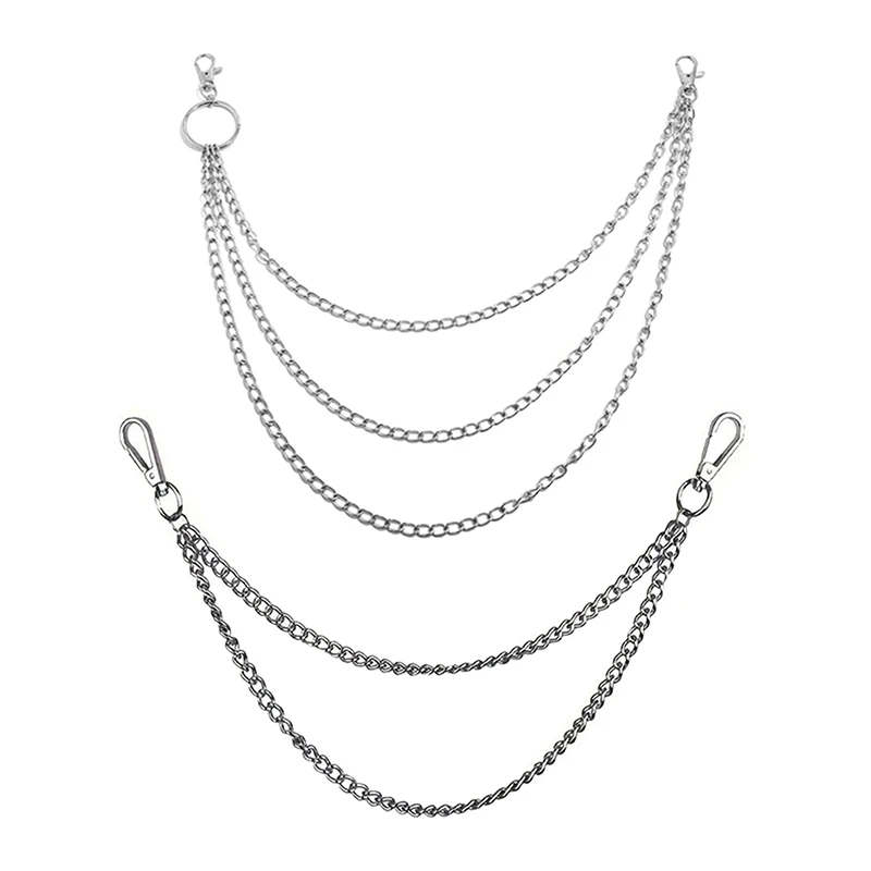 2/3 Layer Punk Hip-hop Long Metal Belt Chain - Fashion Multi-layer Trousers Waist Chain Keychain Men Women Streetwear Accessory