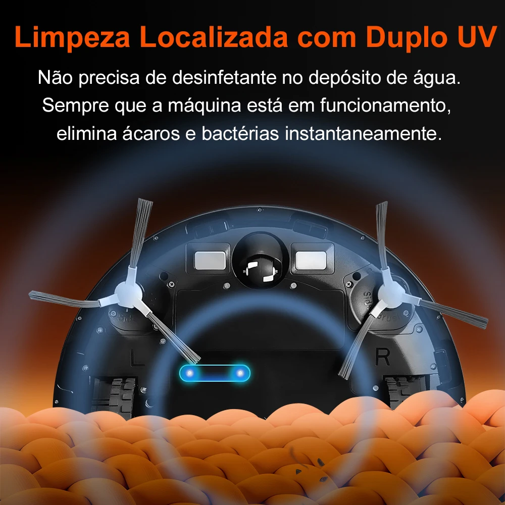 (Código: BRL888)Aspirador Robô ABIR X9, Navegação a Laser, Sucção 6500Pa, Mapeamento Multiníveis, Lâmpada UV Dupla, Controle Inteligente de Áreas, Tecnologia Auto Carpet Boost, Versão Atualizada do X8,Bivolt