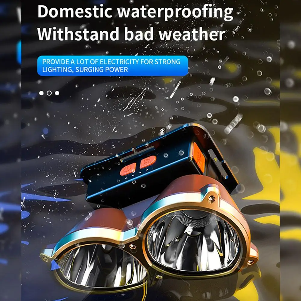 

Мощный светодиодный двойной налобный фонарь, настраиваемый водонепроницаемый фонарь для рыбалки, кемпинга, бега, аксессуары для телефона, S0X4