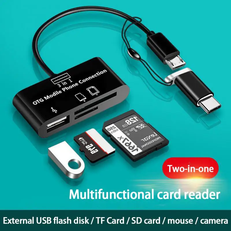 

Multi-function Card Reader All In One Adapter Support TF SD U Disk Mobile Phone Camera Type-C OTG Expansion Card Readers Adapter