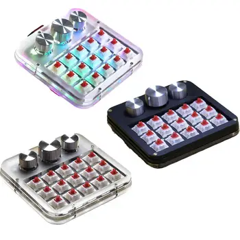 매크로 키보드 미니 기계식 키패드, 핫 스왑 레드 스위치, MX 스위치 VIA QMK DIY용 한 손 키패드, 키캡 없음, 15 키, 3 노브